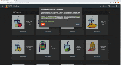 Bildschirmaufzeichnung des OWASP Juice Shop Scoreboards